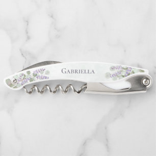 Eucalyptus & Lavender Elegant Bridesmaid Name Corkscrew