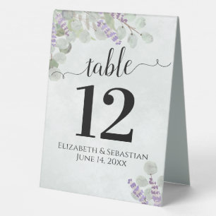Eucalyptus & Lavender Elegant Wedding Table Number