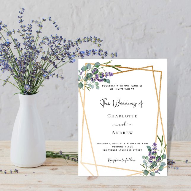 Eucalyptus lavender floral geometric wedding invitation (Creator Uploaded)