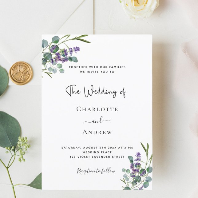 Eucalyptus lavender floral wedding invitation (Creator Uploaded)