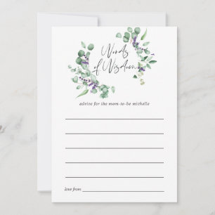 Eucalyptus Lavender Greenery Baby Shower Advice Card