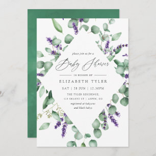 Eucalyptus Lavender Greenery Baby Shower Invitation
