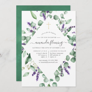 Eucalyptus Lavender Greenery Baptism/Christening Invitation