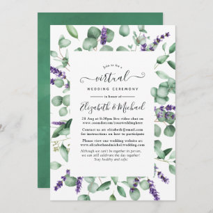 Eucalyptus Lavender Greenery Virtual Wedding Invitation