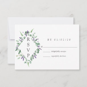 Eucalyptus Lavender Greenery Wedding RSVP Card