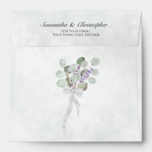 Eucalyptus & Lavender Rustic Boho Square Wedding Envelope
