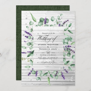 Eucalyptus Lavender Rustic Country Barn Wedding In Invitation