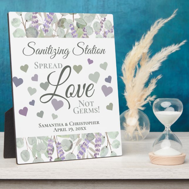 Eucalyptus & Lavender Sanitizing Station Wedding Plaque (Side)