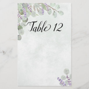 Eucalyptus & Lavender Table Seating Chart Blank