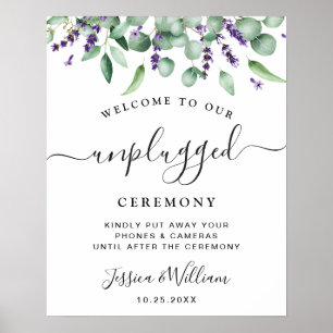 Eucalyptus Lavender Unplugged Wedding Ceremony Poster