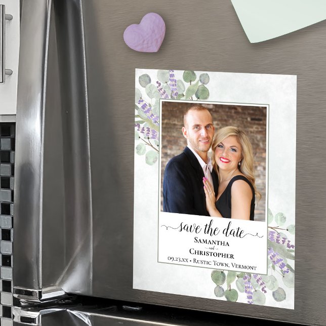 Eucalyptus Lavender Wedding Save Date Photo Magnet (Creator Uploaded)