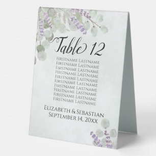 Eucalyptus Lavender Wedding Seating Chart Number