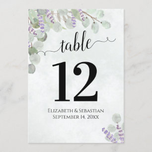 Eucalyptus & Lavender Wedding Table Number Large