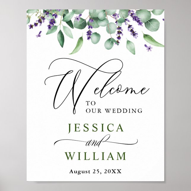 Eucalyptus Lavender Wedding Welcome Poster (Front)