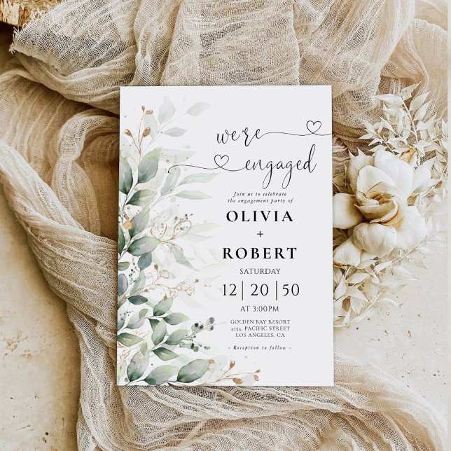 Eucalyptus Leaf Engagement Party Invitation (Creator Uploaded)