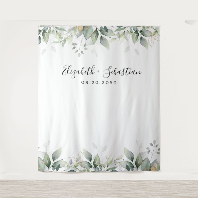 Eucalyptus Leaf Greenery Wedding Backdrops Tapestry (Front)