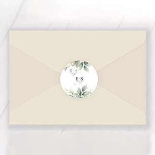 Eucalyptus Leaf Greenery Wedding Classic Round Classic Round Sticker