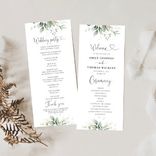 Eucalyptus Leaf Greenery Wedding Program