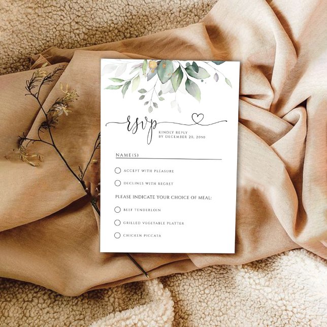 Eucalyptus Leaf Greenery Wedding RSVP Card (Creator Uploaded)