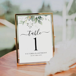 Eucalyptus Leaf Greenery Wedding Table Numbers