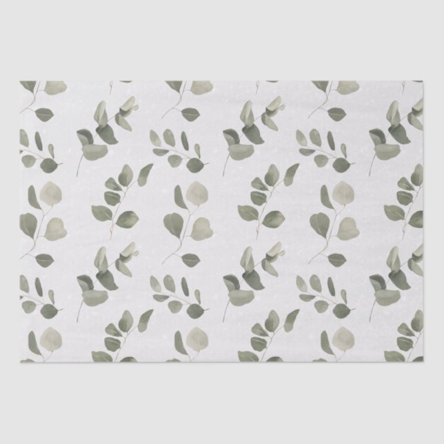 Eucalyptus Leaf on Cream Fleck Seamless Tissue Paper (Front)