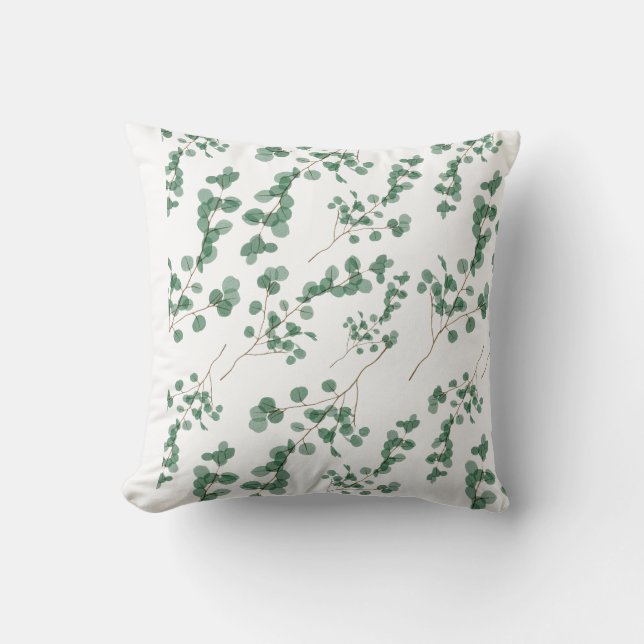 Eucalyptus Leaf Seamless Pattern Art Cushion (Front)