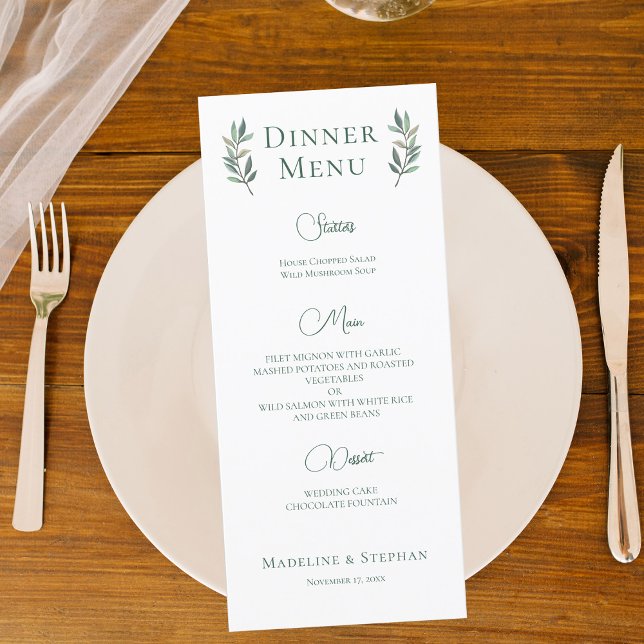 Eucalyptus Leaf Simple Chic Botanical Wedding Menu (Creator Uploaded)