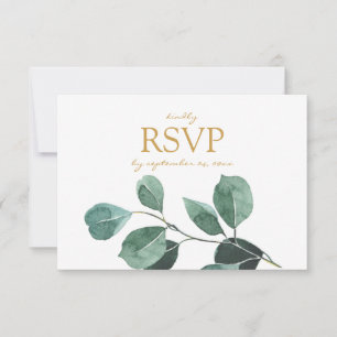 Eucalyptus Leaf with Meal Options RSVP Card Gold