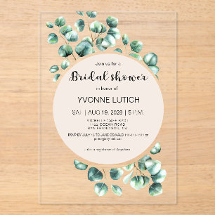 Eucalyptus Leafy Bridal Shower  Acrylic Invitations