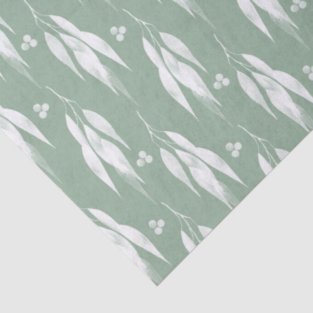 Eucalyptus Leaves and Branches Watercolor Pattern  Tissue Paper (Detail)