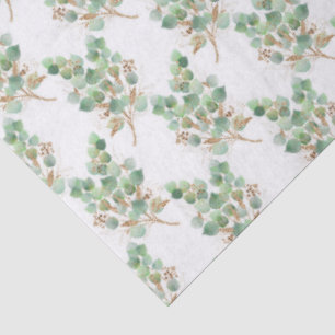 Eucalyptus Leaves and Branches Watercolor Pattern  Tissue Paper