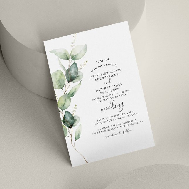 Eucalyptus Leaves Botanical Greenery Wedding Invitation (Creator Uploaded)