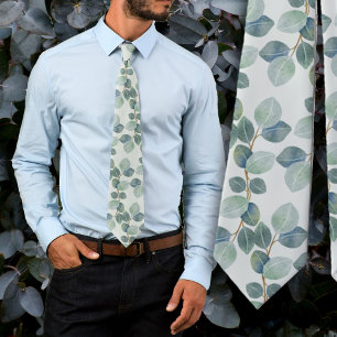 Eucalyptus Leaves Botanical Grooms Necktie