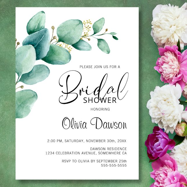 Eucalyptus Leaves Bridal Shower Invitation (Creator Uploaded)