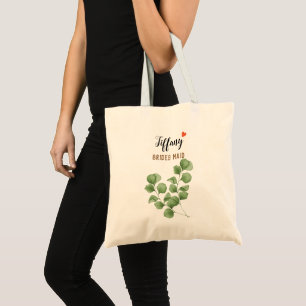Eucalyptus Leaves Brides Maid Name Tote Bag