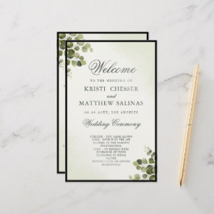 Eucalyptus Leaves Budget Wedding Program Card