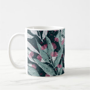 Eucalyptus leaves: dark floral seamless. coffee mug