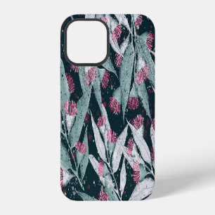 Eucalyptus leaves: dark floral seamless. iPhone 12 case