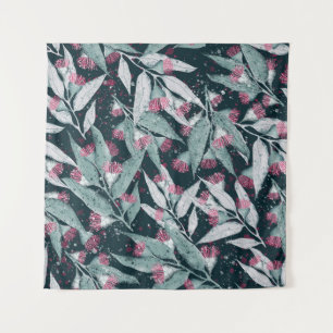 Eucalyptus leaves: dark floral seamless. tapestry