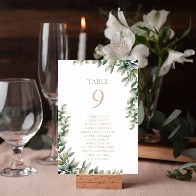 Eucalyptus Leaves Elegant Table Card (Creator Uploaded)