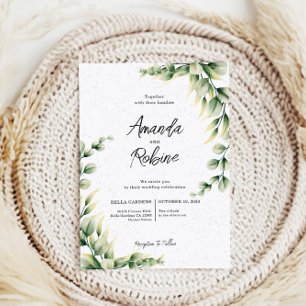 Eucalyptus Leaves Elegant Wedding Invitation