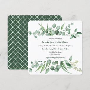 Eucalyptus Leaves Frame Lattice Square Invitations
