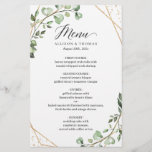 Eucalyptus Leaves Geometric Wedding Dinner Menu<br><div class="desc">Greenery Eucalyptus Leaves Gold Geometric Frame Wedding Menu Template. For further customisation,  please click the "customise further" link and use our design tool to modify this template. If you need help or matching items,  please contact me.</div>