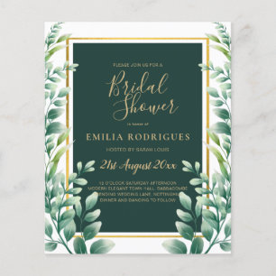 Eucalyptus Leaves GOLD Bridal Shower Invitation Flyer