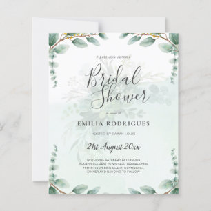 Eucalyptus Leaves GOLD BRIDAL SHOWER INVITE