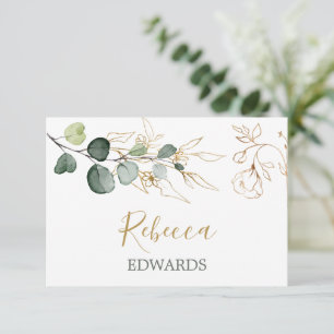 Eucalyptus Leaves Gold Floral Place card