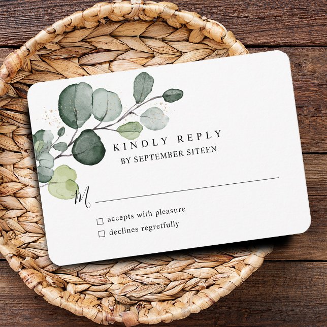Eucalyptus Leaves Gold Splatter RSVP Card (Eucalyptus Leaves Gold Splatter RSVP Card)