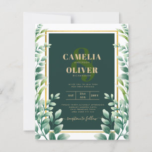 Eucalyptus Leaves GOLD WEDDING QR CODE INVITE RSVP