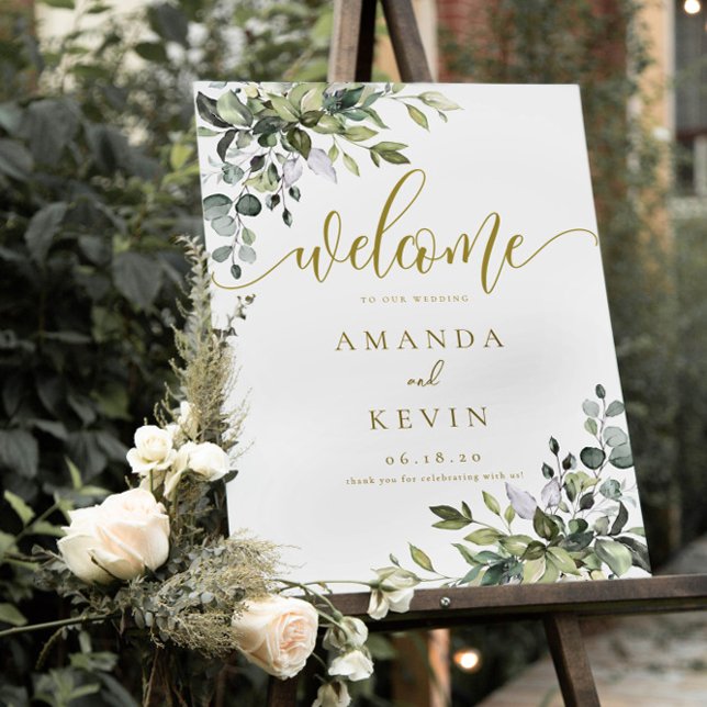 Eucalyptus Leaves Gold Welcome Wedding Sign  (Creator Uploaded)