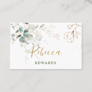 Eucalyptus Leaves Golden Floral Place card